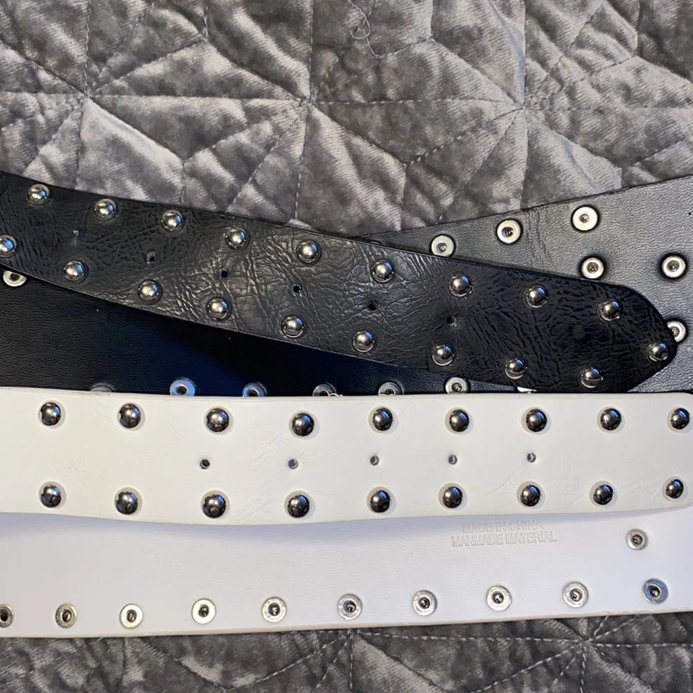 Rue 21 Black White Black Bundle Stud Waist Belts - Picture 7 of 10